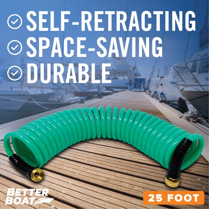 Better Boat 25FT Coiled Boat Hose, Expandable Coil Water Hose, Marine Grade 3/4 Inch Connectors, Perfect for RV Wash, Garden, and Marine Washdown, Self-Recoil Design, 25 Foot Length - Image 3